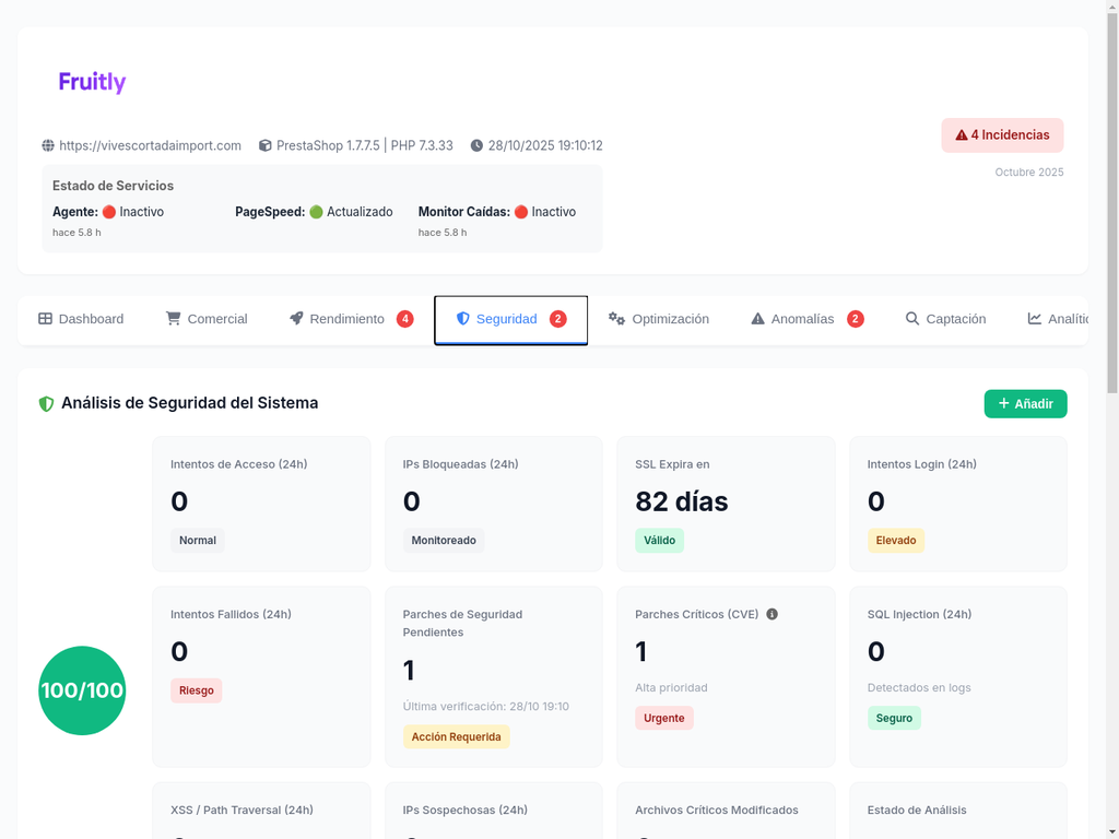 Panel Seguridad - Fruitly